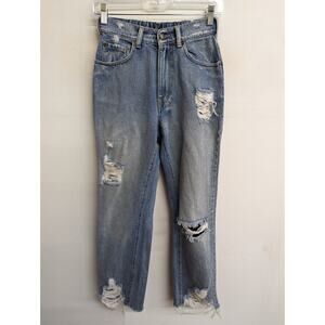 Ser.O.Ya Womens Maggie Mid Rise Vintage Straight Jeans Blue Cotton Size 23